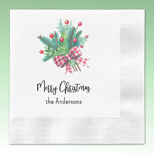 Serviette En Papier Nom, Joyeux Noël Papier de fête rouge et vert