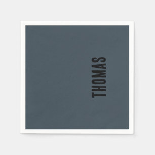Serviette En Papier Nom minimaliste personnalisé Gris Charbon