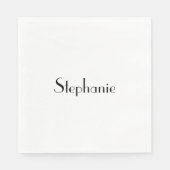 Serviette En Papier Nom Modèle Monogramme noir blanc Cool personnalisé (Devant)