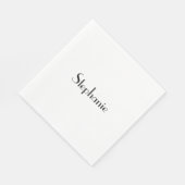 Serviette En Papier Nom Modèle Monogramme noir blanc Cool personnalisé (Coin)