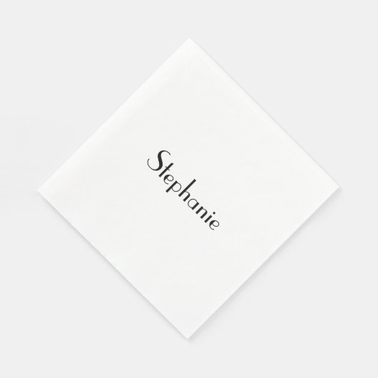 Serviette En Papier Nom Modèle Monogramme noir blanc Cool personnalisé (Coin)