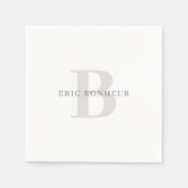 Serviette En Papier Nom moderne élégant et monogramme (Devant)