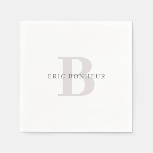 Serviette En Papier Nom moderne élégant et monogramme (Devant)