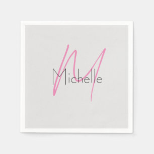 Serviette En Papier Nom moderne minimaliste monogramme