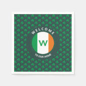 Serviette En Papier Nom moderne Monogram Irish Flag Shamrock (Devant)
