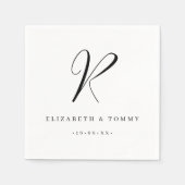 Serviette En Papier Nom Monogram Couple Nom Mariage (Devant)