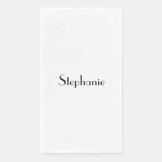 Serviette En Papier Nom Monogram Modèle noir blanc personnalisé (Devant)