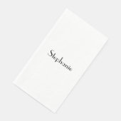 Serviette En Papier Nom Monogram Modèle noir blanc personnalisé (Coin)