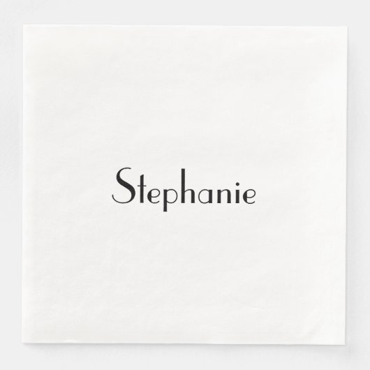 Serviette En Papier Nom Monogram Modèle noir blanc Personnalisé 2022 (Devant)
