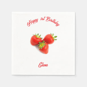 Serviette En Papier Nom Monogram Red Fresh Natural Strawberries