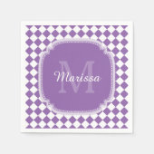 Serviette En Papier Nom monogrammé à la mode violet clair (Devant)