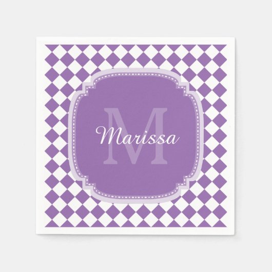 Serviette En Papier Nom monogrammé à la mode violet clair (Devant)