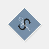 Serviette En Papier Nom Monogramme Bleu (Coin)