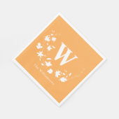 Serviette En Papier Nom monogramme classique Couronne botanique jaune (Coin)