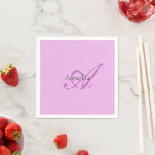 Serviette En Papier Nom Monogramme Lettre initiale Orchid & Lilac (En situation)