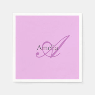 Serviette En Papier Nom Monogramme Lettre initiale Orchid & Lilac