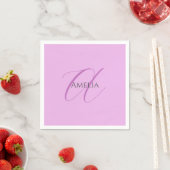 Serviette En Papier Nom Monogramme Lettre initiale Orchid & Lilac (En situation)