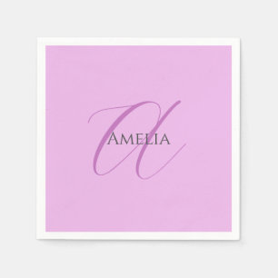 Serviette En Papier Nom Monogramme Lettre initiale Orchid & Lilac