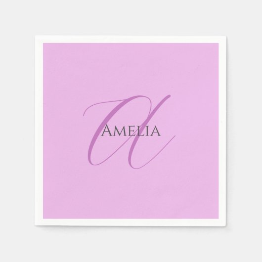 Serviette En Papier Nom Monogramme Lettre initiale Orchid & Lilac (Devant)