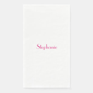 Serviette En Papier Nom Monogramme Modèle rose blanc Personnalisé 2023