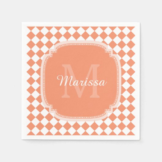 Serviette En Papier Nom Monogrammé - orange clair tendance (Devant)