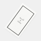 Serviette En Papier Nom Monogrammes Black White Mariage Fête des marié (Coin)