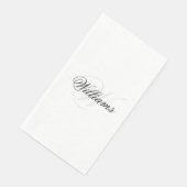 Serviette En Papier Nom noir et blanc personnalisé Monogramme Serviett (Coin)