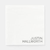 Serviette En Papier Nom noir moderne en blanc (Devant)