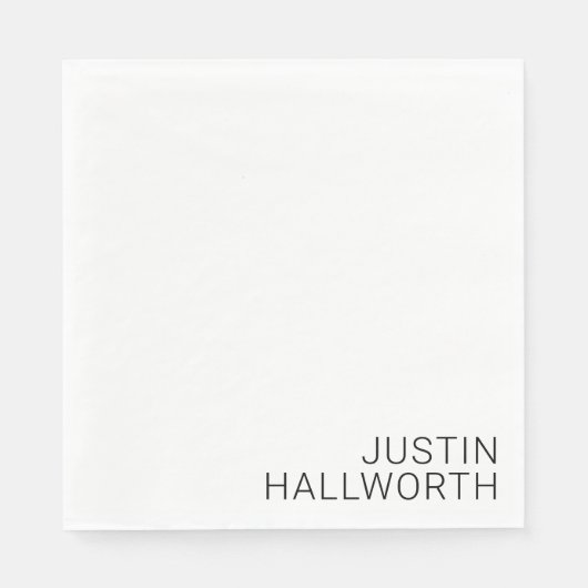 Serviette En Papier Nom noir moderne en blanc (Devant)