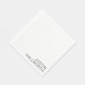 Serviette En Papier Nom noir moderne en blanc (Coin)