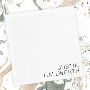 Serviette En Papier Nom noir moderne sur fond blanc