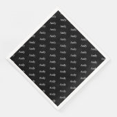 Serviette En Papier Nom ou Motif de mot en cours de répétition noir et (Coin)