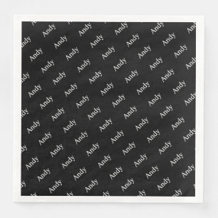 Serviette En Papier Nom ou Motif de mot en cours de répétition noir et