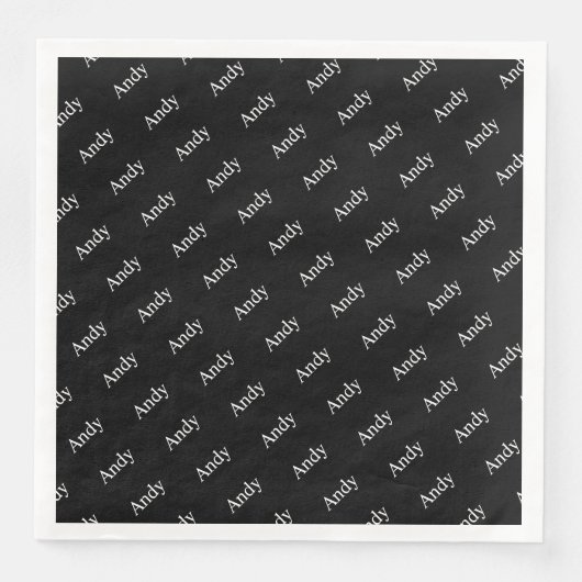 Serviette En Papier Nom ou Motif de mot en cours de répétition noir et (Devant)