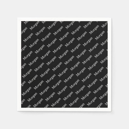 Serviette En Papier Nom ou Motif de mot en cours de répétition noir et (Devant)