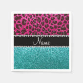 Serviette En Papier Nom parties scintillant rose chaud léopard parties (Devant)