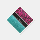 Serviette En Papier Nom parties scintillant rose chaud léopard parties (Coin)