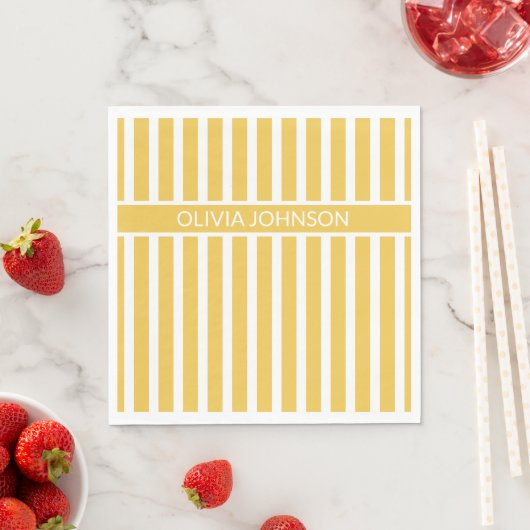Serviette En Papier Nom Personnalisable Jaune d'été (En situation)