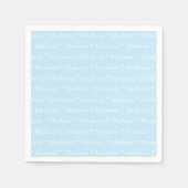 Serviette En Papier Nom personnalisable texte motif bleu clair blanc (Devant)