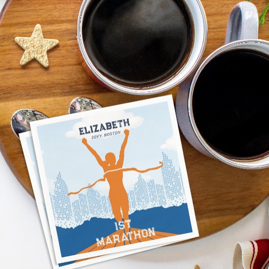 Serviette En Papier Nom personnalisé 1ère fête de fête du marathon