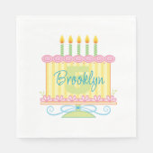 Serviette En Papier Nom personnalisé 5e gâteau d'anniversaire (Devant)