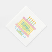 Serviette En Papier Nom personnalisé 5e gâteau d'anniversaire (Coin)