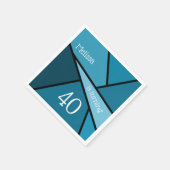 Serviette En Papier Nom personnalisé Âge Anniversaire Turquoise Abstra (Coin)