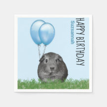 Nom personnalisé Anniversaire Guinée Cochon Bleu B