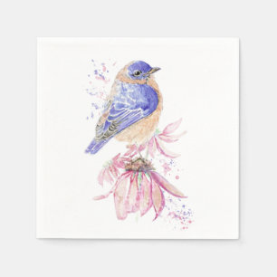Serviette En Papier Nom personnalisé Aquarelle Bluebird Garden Oiseau 