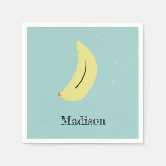Serviette En Papier Nom personnalisé banane peinte sur bleu (Devant)