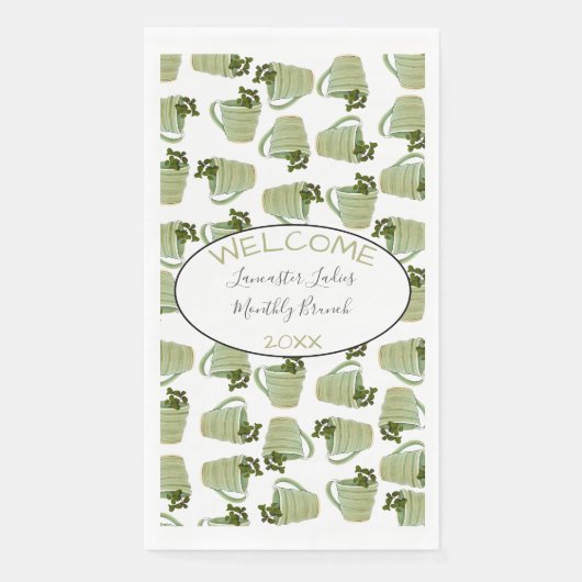 Serviette En Papier Nom personnalisé Bienvenue Tasses à thé vert Brunc (Devant)
