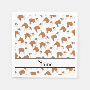 Serviette En Papier Nom personnalisé blanc Bulldog