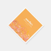 Serviette En Papier Nom personnalisé Boho Yellow Pink Marble pour la d (Coin)