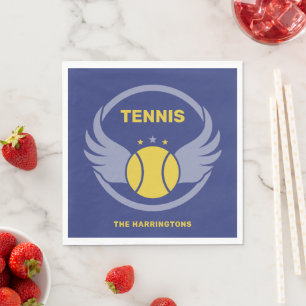Serviette En Papier Nom personnalisé Boule de tennis avec ailes